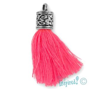 Tassel -Candy Pink and silver - Qty: 4 pcs. - FI7852