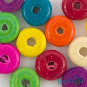 Assorted wooden rondelle beads 11mm x 4mm - Qty: 100g - WB0179