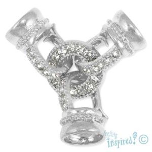Diamante-set enhancer 14mm x 2mm ring, 10mm x 16mm x 10mm connectors - FI7882