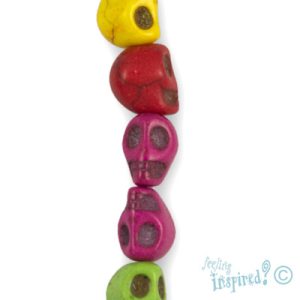 Assorted coloured stone skull beads 6mm x 8mm x 8mm - Qty: 52 pcs. - GE0933