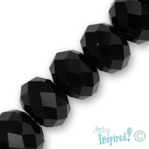 Faceted glass rondelle bead 12mm x 9mm -Black - Qty: 38 pcs. - GB7021