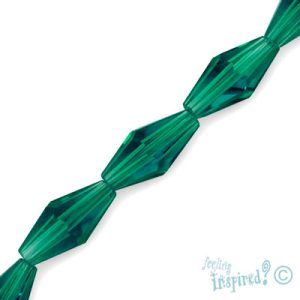 Elongated faceted glass bicone bead 6mm x 12mm x 6mm -Sea Green- Qty: 25 pcs. - GB1829