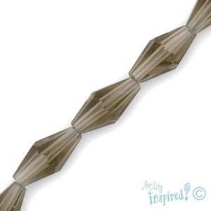Elongated faceted glass bicone bead 6mm x 12mm x 6mm -Smoky Champagne - Qty: 25 pcs. - GB1830