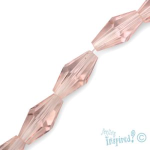Elongated faceted glass bicone bead 6mm x 12mm x 6mm  -Pink- Qty: 25 pcs. - GB1833