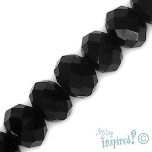 Faceted glass rondelle bead 10mm x 8mm - Black - Qty: 43 pcs. - GB1495