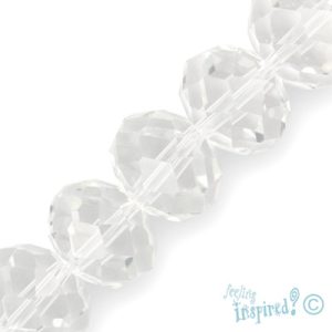 Faceted glass rondelle bead 12mm x 9mm -Clear - Qty: 38 pcs. - GB2026