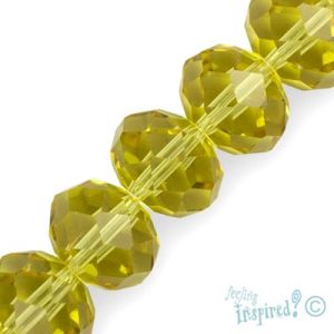Faceted glass rondelle bead 12mm x 9mm -Olive - Qty: 38 pcs. - GB2031