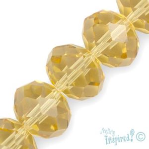 Faceted glass rondelle bead 14mm x 10mm  -Pale Golden- Qty: 30 pcs. - GB2033