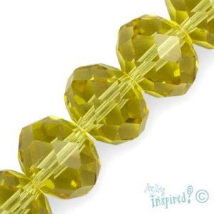 Faceted glass rondelle bead 14mm x 10mm -Olive - Qty: 30 pcs. - GB2036