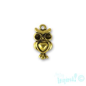 Metal owl charm 7mm x 13mm - Qty: 35 pcs. - LF2340