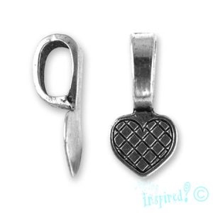 Heart shaped glue-on bail 10mm x 22mm - Qty: 15 pcs. - LF2007