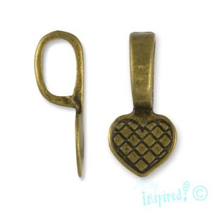 Heart shaped glue-on bail 10mm x 22mm - Qty: 15 pcs. - LF2008