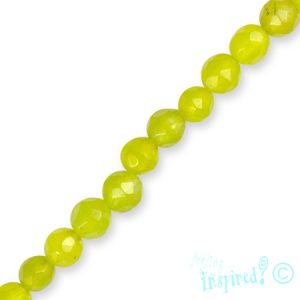 Faceted coloured chalcedony ball bead 4mm  -Lime Yellow- Qty: 100 pcs. - GE1013
