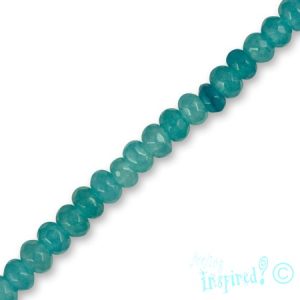 Faceted coloured chalcedony rondelle bead 4mm x 3mm x 4mm -Soft Sky Blue- Qty: 110 pcs. - GE0995