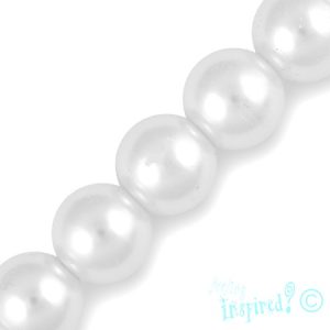 Round glass-based pearl bead 10mm -White - Qty: 43 pcs - GB2275