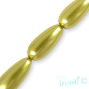 Glass-based pearl drop bead -Olive - Qty: 23 pcs. - GR0258
