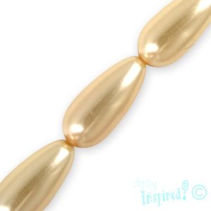 Glass-based pearl drop bead -Pale Gold - Qty: 23 pcs. - GR0247