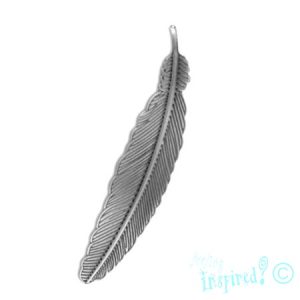Metal feather pendant 18mm x 85mm x 1mm - FI7726P