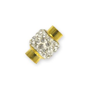 Diamante-set magnetic glue-in clasp 10mm x 15mm - Qty: 4 sets - FE0470