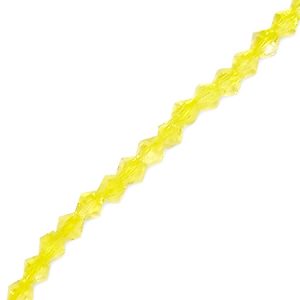 Faceted glass bicone bead citrine yellow 4mm - Qty: 96 pcs. - GB2356