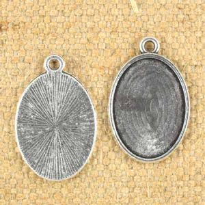 Oval altered art pendant frame 20mm x 31mm x 2mm - Qty: 15 pcs. - LF2510