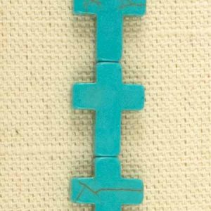 Sky coloured howlite cross bead 12mm x 15mm- Qty: 26 pcs. - GE1064