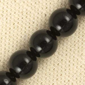 Black onyx ball bead 10mm - Qty: 38 pcs. - GE0268