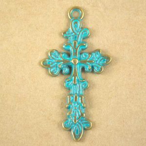 Patina cross pendant - Qty: 6 pcs. - LF2716