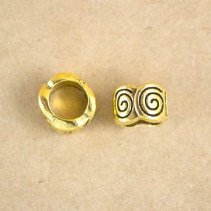 Large hole metal bead 6mm x 8mm - Qty: 24 pcs. - LF2644