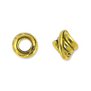 Large hole metal bead 9mm x 8mm - Qty: 12 pcs. - LF2573