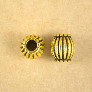 Large hole metal bead 9mm x 10mm - Qty: 12 pcs. - LF2575