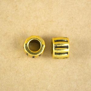 Large hole metal bead 8mm x 6mm - Qty: 15 pcs. - LF2571