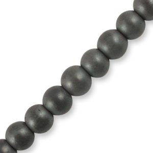 Matte finish haematite ball bead 6mm - Qty: 74 pcs. - HT0082