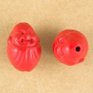 Carved Buddha cinnabar bead - Qty: 10 pcs. - MI0031