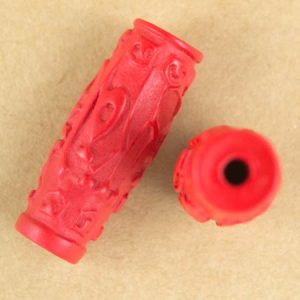 Carved cinnabar bead - Qty: 6 pcs. - MI0027