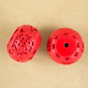 Carved cinnabar bead - Qty: 3 pcs. - MI0025