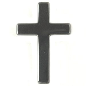 Haematite cross pendant 23mm x 34mm  -Dark Grey- Qty: 2 pce. - HT0137