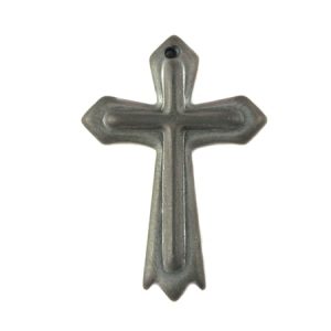Metallic haematite cross pendant 18mm x 26mm -Dark Grey - Qty: 2 pce. - HT0138