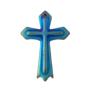 Metallic haematite cross pendant 18mm x 26mm  -Blue- Qty: 2 pce. - HT0143