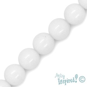 Glass ball bead 8mm - White - Qty: 40 pcs. - GB5449