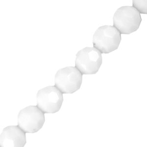 Faceted glass ball bead 6mm - White - Qty: 52 pcs. - GB2552