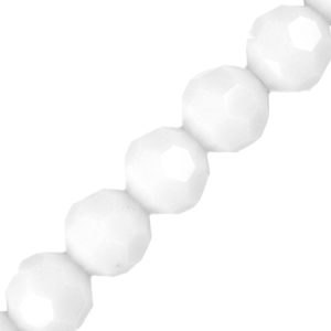 Faceted glass ball bead grade A 8mm - White - Qty: 40 pcs. - GB2553