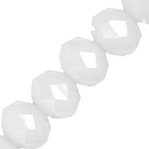 Faceted glass rondelle bead 10mm x 8mm - Milky -  Qty: 41 pcs. - GB2523