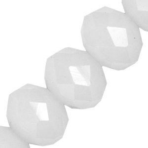 Faceted glass rondelle bead 14mm x 12mm - Milky -  Qty: 30 pcs. - GB2430