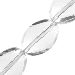 Faceted twisted glass bead - Clear -  Qty: 17 pcs. - GB2595