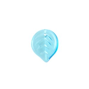 Glass leaf bead 10mm x 12mm - Blue - Qty: 40 pcs. - GB7033