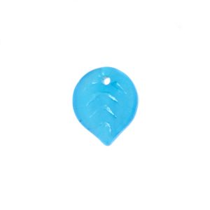 Frosted glass leaf bead 10mm x 12mm - Blue - Qty: 40 pcs. - GB7040