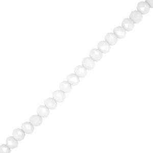 Faceted glass rondelle bead 3mm x 2mm - Milky white - Qty: 198 pcs. - GB2311
