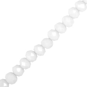 Opaque faceted glass rondelle bead 4mm x 3mm - Milky white - Qty: 145 pcs. - GB2376