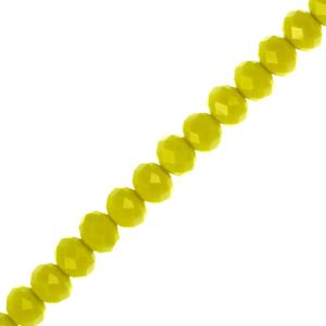 Opaque faceted glass rondelle bead 4mm x 3mm - Bright yellow - Qty: 145 pcs. - GB2383